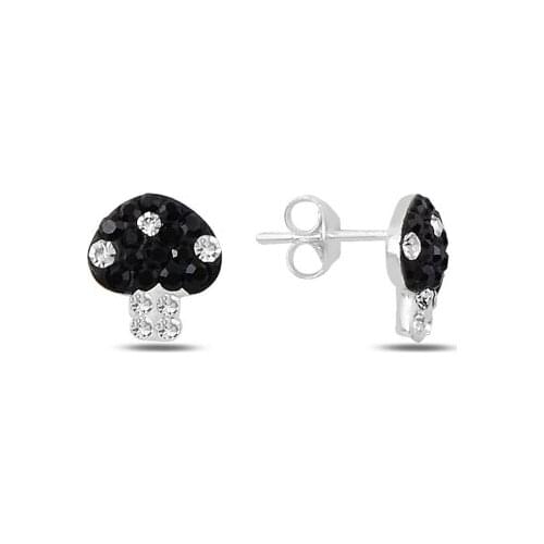 KUTAYDAN Zircon Stone Mushroom Earrings 925 Sterling Silver