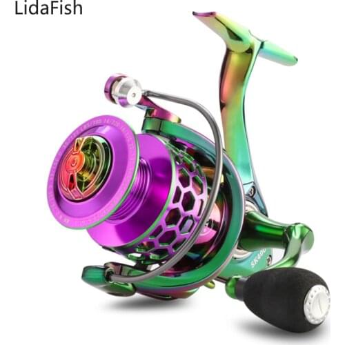 Lidafish New Innovative Colorful Spinning Reel 15KG Max Drag Power 14+1Ball Bearings Fishing Reel Fishing Coil
