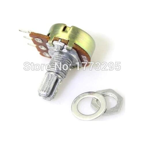 2Pcs/lot High Quality B10K Linear Potentiometer 15mm Shaft With Nuts And Washers Hot WH148 10K 103 resistance Free Shipping