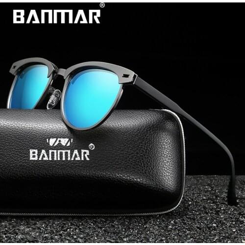 BANMAR Classic Retro Reflective Sunglasses Man Sunglasses Metal Frame Eyewear Sun Glasses With Box Oculos De Sol gafas