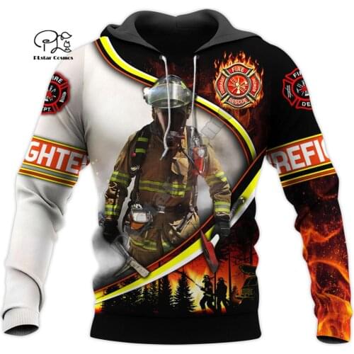 PLstar Cosmos FireFighter Firemen Fire Hero Harajuku Streetwear Tracksuit 3DPrint Funny Zip Hoodie/Sweatshirt/Mens Womens-a17