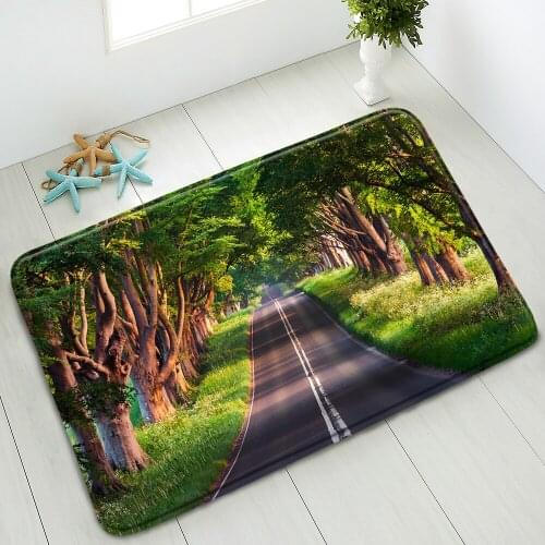 Trees Plants Road Non-slip Bath Mat Natural Scenery Ocean Bathroom Floor Mats Bedroom Kitchen Doormat Absorbent Carpet Washable