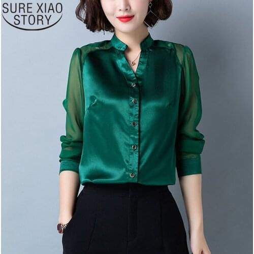 2020 Spring New Shirt Women Long Sleeve Blouse Foreign Design Feel Small Satin Early Spring Professional Fashion Shirt 7999 50
