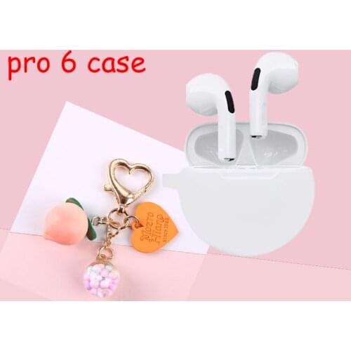 PRO 6 earbuds Case fashion Sweet peach Keychain Silicone Anti-fall Protective Accessories Bluetooth Earphone TWS Cover