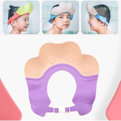 Baby Shower Ear Protection Cap Kids Adjustable Waterproof Hair Wash Hat ShampooProtectBath Head Cover for Newborn Infant