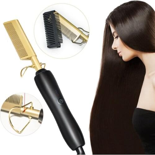 Hair Straightener Brush 30s Fast Heating with Anti Scald Salon Tool Hair Straightening Brush Electric Straightening Comb