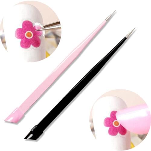 Silicone Double Ended Nail Tweezers with Pressing Head 3D Nail Stickers Rhinestones Pick Up Clip Eyelash Extension Makeup Tools