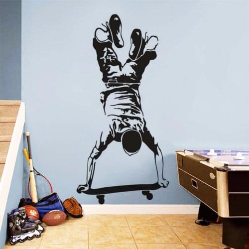 Skateboarding Boy Wall Sticker Extreme Sports Home Decor Skater Man Wall Vinyl Decal Skateboard Vinyl Wall Murals AZ288