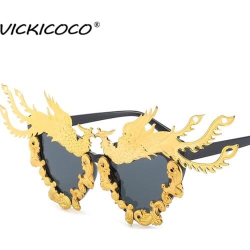 Fashion Phoenix Shape Oversized Sunglasses Women Party Catwalk Luxury Punk Sun glasses Men Women Shades UV400 Vintage Glasses