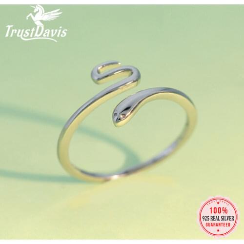 Trusta 2020 New 925 Sterling Silver Jewelry Opening Rings Size Snake Cocktail Ring Gift For Women Silver 925 Ring Jewelry DA620