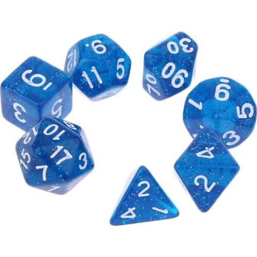 X5QF 7pcs Sided Dice D4 D6 D8 D10 D12 D20 Dungeons & Dragon D&D RPG Poly Table Board Game Set
