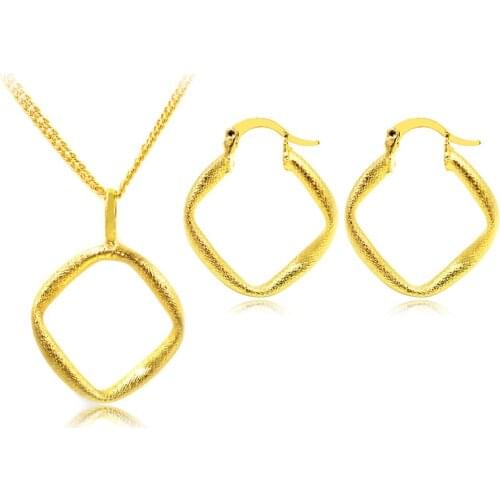 ZEA Dear Jewelry Fashion Jewelry For Women Hoop Earrings Pendant Necklace Dubai High Quality Square Jewelry Set For Wedding Gift