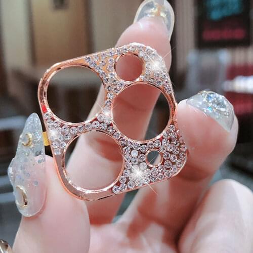 Diamond Camera Lens Tempered Glass For iPhone 11 12 Pro Max Glitter Crystal Lens Protector Cover For iPhone 12 Mini Camera Glass