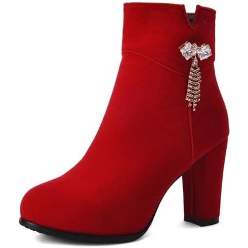 Plus Size 10 11 12 boots women shoes ankle boots for women ladies boots shoes woman winter Side zipper hydraulic drill pendant
