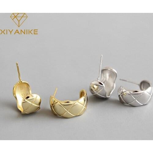 XIYANIKE Prevent Allergy 925 Sterling Silver Trendy Stud Earrings for Women Couples Minimalist Jewelry Geometric Party Gifts