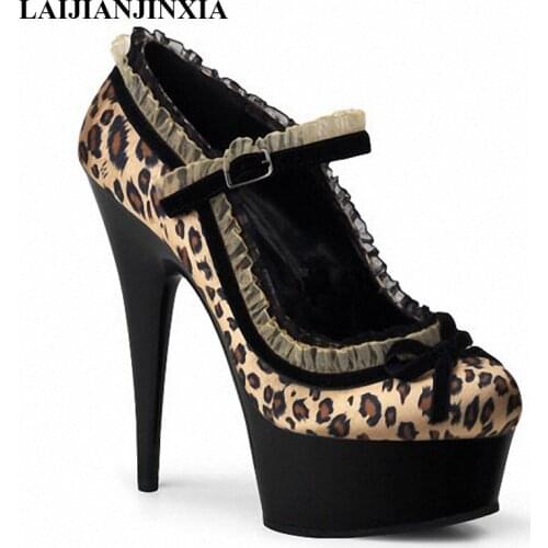 LAIJIANJINXIA New Sexy Round Toe Women Dance Pumps Shoes 15cm High Heels Platform Dance Party Shoes Heels Big Size Dance Pumps