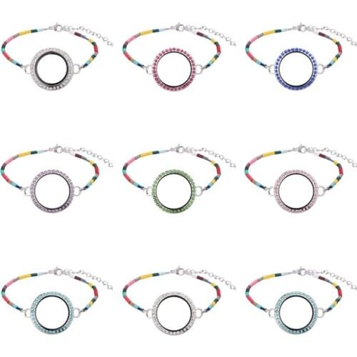 1 Pc Good Quality DIY Rhinestone Magnetic Glass Locket Shell Bracelet