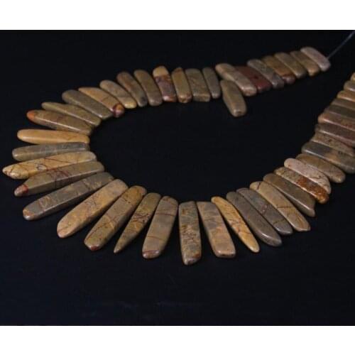 15.5 "strand Top Drilled Raw Picasso Jaspers Slice Stick Loose Beads,Natural Picture Stone Slab Pendants Necklace Jewelry Making
