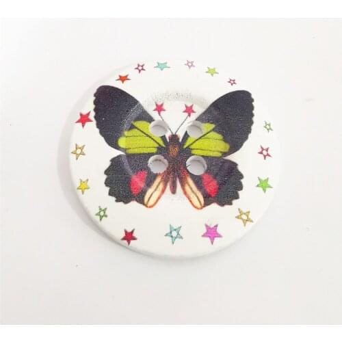 20pcs 50mm Large Wood 4 Holes Buttons Butterfly Painted Fancy Sewing Accessories Button diy Carfts Bag Decorations