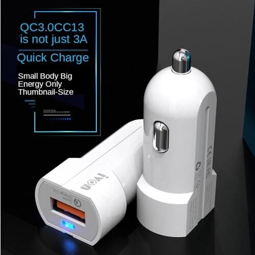 IVON CC13 Mini Thumb Car Charger For IPhone Samsung Fast Charging QC 3.0 Car-Charger For Xiaomi Huawei Car Phone USB Charger
