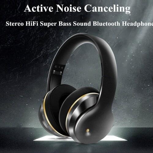 Wireless Bluetooth 5.0 Foldable Headset Stereo HIFI Super Bass Active Noise Canceling Headphone 450mAh with Microphone Earphone