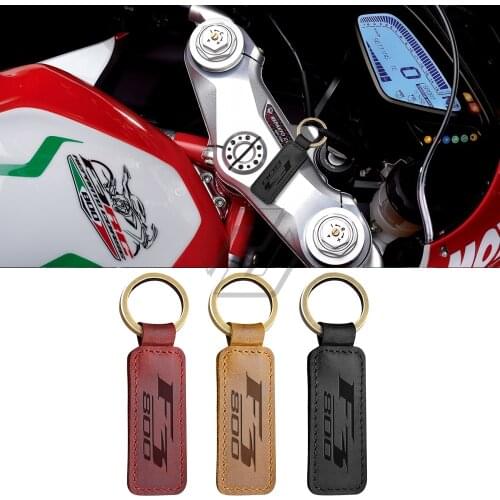 For MV August F3 800 Motorbike Motorcycle Cowhide Keychain Key Ring