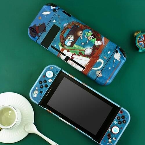 Nintend Switch Case Shell Cute Alice in Wonderland Cartoon Cat Dog Hard Cover Back Grip Shell For Nintendo Switch Accessories
