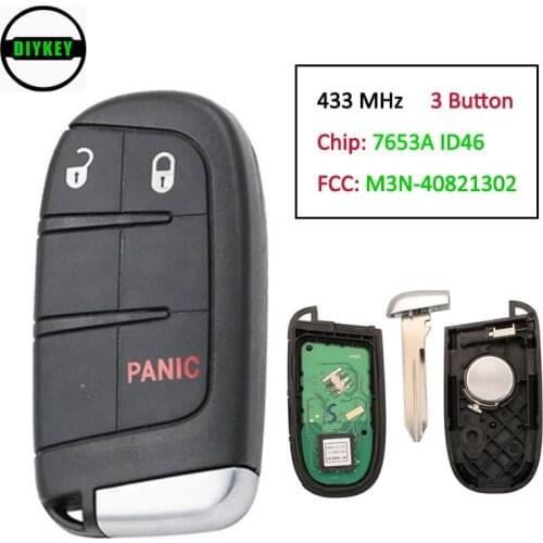 DIYKEY 433MHz ID46 Chip 2+1 3 Buttons Remote Car Key Fob for Dodge Journey 2011-2019 Durango Dart 2013 - 2016 M3N-40821302