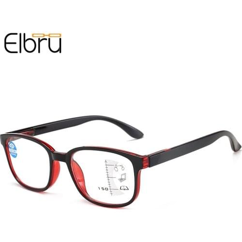 Elbru Vintage Anti Blue Light Reading Glasses Women Ultralight Progressive Multi-focus Prescription Eyeglasses Diopter +1.0 +3.0