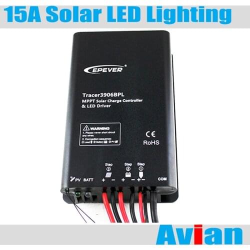 Epever 15A MPPT Solar Controller LED Lighting 12/24V Auto Work with Built-In LED Driver IP67 Waterproof