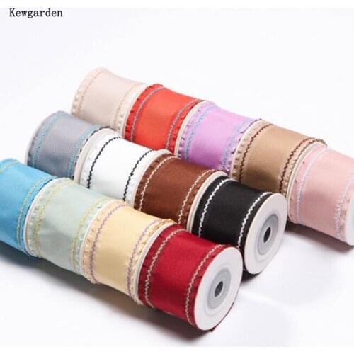 Kewgarden Ruffle Stripe Grosgrain Ribbon 1.5" 1" 38mm 25mm Handmade Crafts DIY Hair Bow tie Accessories Gift Packing 20 Yards