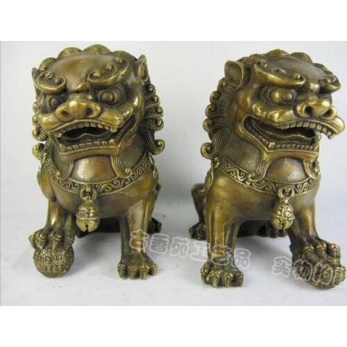 Chinese style ornaments copper brass lions do the old door spirits gifts feng shui ornaments factory direct shipping