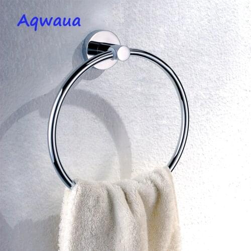 Aqwaua Bathroom Towel Ring Towel Holder Round Towel Rack Bathroom Accessories Full Brass Body Chrome Towel Hand Shower