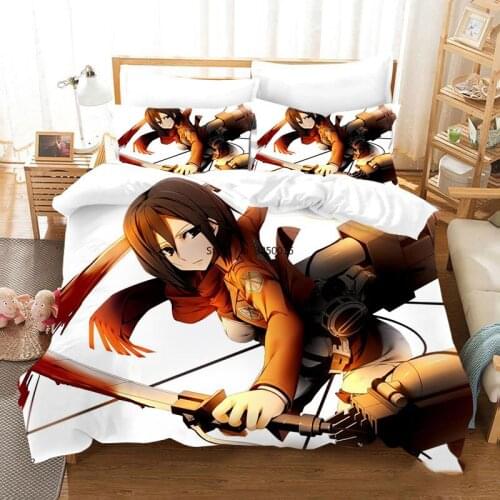 3D Attack On Titan Pattern Comforter Cover Bedding Set Animation Game Series 3pcs For Kid Teen Boy Duvet Cover With Pillowcases