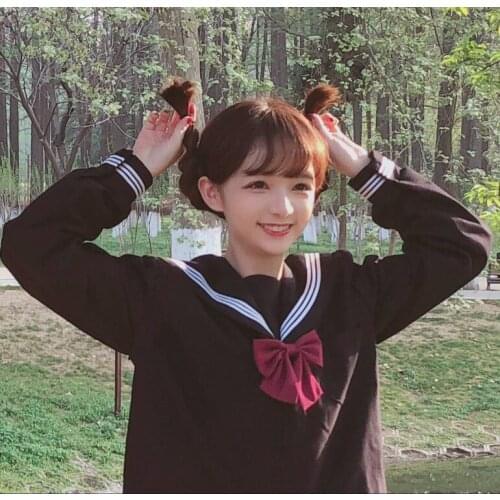 TR Japanese JK Sets School Uniform Girls BLACK WHITE 3 LINE High School Women Novelty Sailor Suits Yankee Girl Uniform JKL028