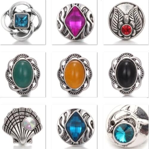 XH8008 Crystal 18mm Imitation Gemstone BEACH dolphins Metal Snap button fit snap jewelry DIY