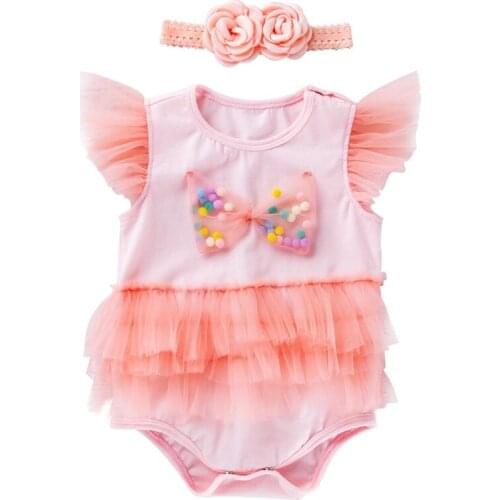 Baby Girls Summer Clothes 100% Cotton Princess Newborn Lovely Cute Infant Girls Clothing Bodysuits Baptism Kids Girls Outfits