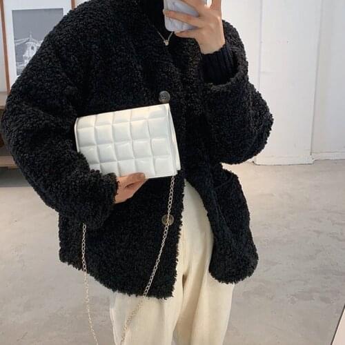 Western Style Lattice Small Square Bag Chain Solid Color Ins Korean Version Of The Stitching Bag Retro Shoulder Messenger Bag