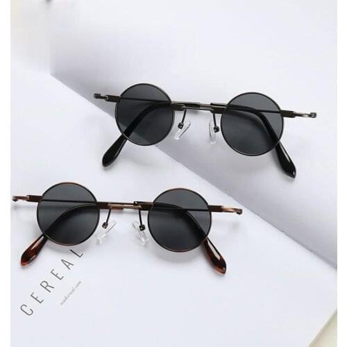 Small Round Sunglasses Women Men UV400 Metal Brand Designer Punk Sun Glasses Steampunk Vintage Goggles Black Shades