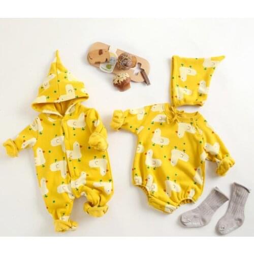 Baby Clothing Fashion Winter Toddler Cartoon Jumpsuit Hoodies 0-3T 2020 New Autumn Baby Boys Girls Hooded Long Sleeve Bodysuit