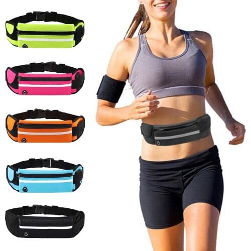 Unisex Nylon Waist Bag Belt Running Waist Bag Gym Sports Portable Pouch Hold Water Waterproof Cycling Phone Bag Sack