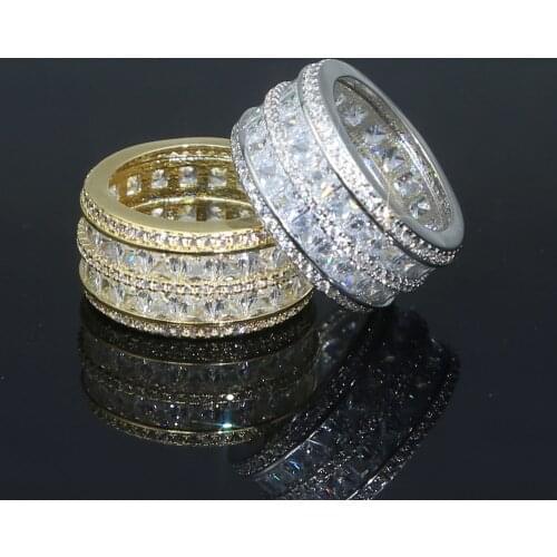 Us Size 5 6 7 8 9 Iced Out Bling 5A Cubic Zirconia Engagement Band Ring For Women Wide Full Finger Bands