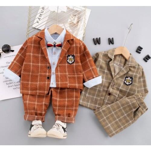 2021 Autumn Baby Boys Girls Formal Suits Toddler Infant Clothing Sets Coat SHIRT Pants Kids Child Casual 3pcs/set Costume