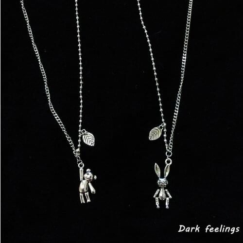 Diablo Rabbit Teddy Bear Pendant Necklace 's Accessories Cold Wind Men 's and Women Metal Titanium Trendy Cn(Origin)