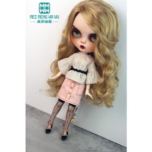 Fits Blyth , Azone, OB23 OB24 doll clothes accessories Fashion plaid shirt, mini skirt Girls gift