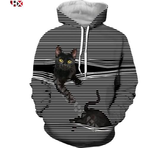 New Fashion Cute Cat Stripes Pattern 3d Print Unisex Casual Hoodies Harajuku Sweatshirt Streetwear Tops X405