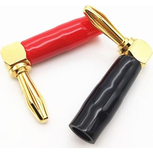Gold Plated 4mm L-shape Banana Plug Connector Soft Shell Audio Speaker Cable Wire Pure Copper Banana Plug Connector Adapter