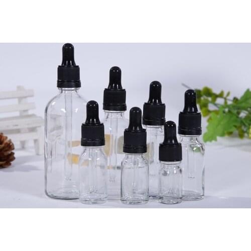 5ml-100ml Transparent Glass Dropper Bottle Empty Cosmetic Packaging Container Vials Essential Oil Bottles Makeup Container