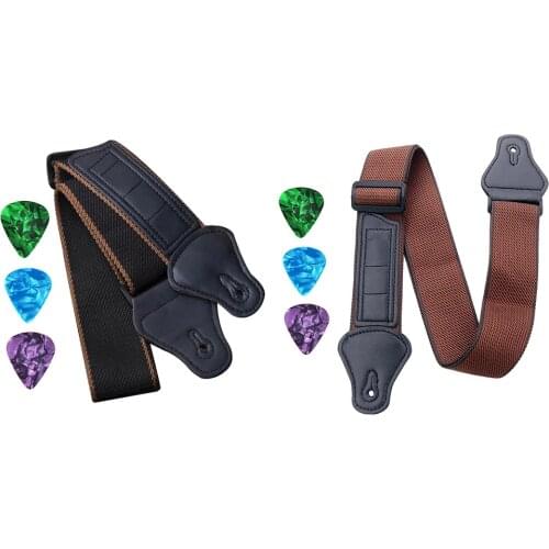 Acoustic Guitar Strap Belt with 3 Plectrums Picks for Electric Folk Guitar Musical Instrument Parts Accessories