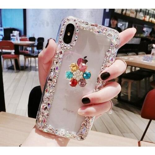 Luxury Funds Capa Bling Diamond Flower Rhinestone Clear Soft Case Cover For Xiaomi Redmi5 6 4X 4A 5A 6A Note4 5 6 7 Note4X Coque